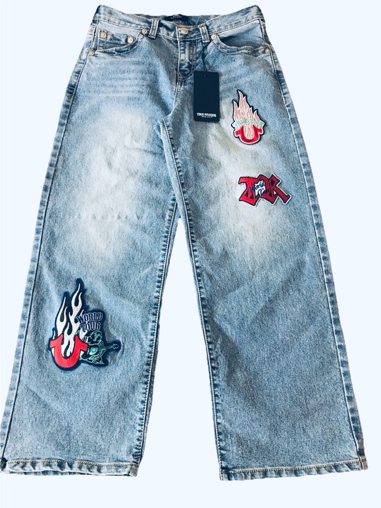 True Religion Other - True Religion Boys Bobbi Relaxed Baggy Patch Embroidered Jeans Size 14